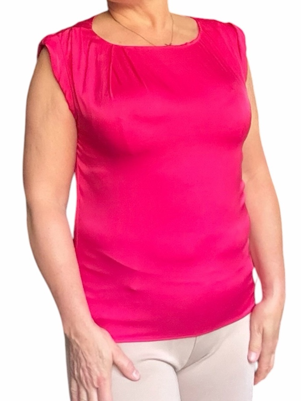 Alice + Olivia Hot Pink Cap-Sleeve Blouse